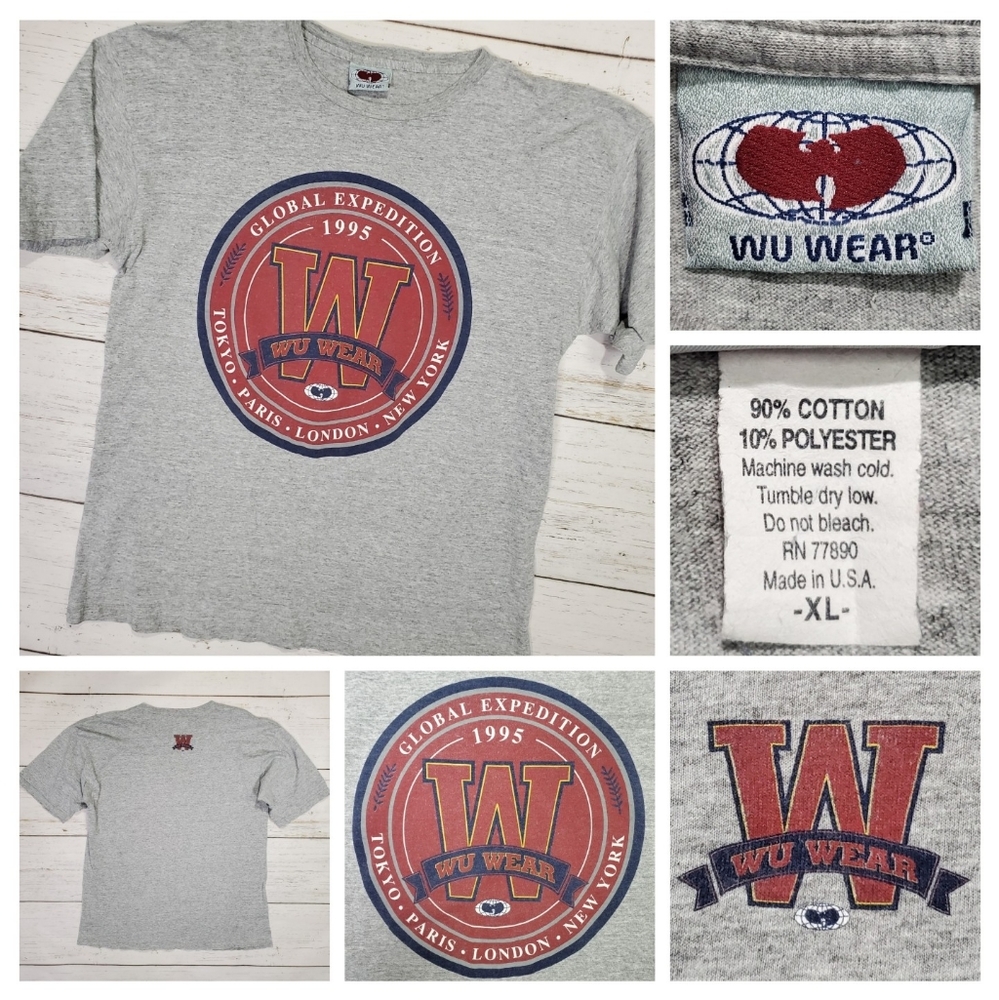 Vintage 90s Wu Wear T-Shirt Wu-Tang Rap Tee Made In USA XL Global Expedition.